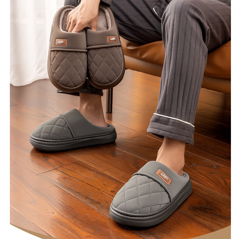 Flip Flop Leather Men - Inverno quente chinelo feminino masculino casa