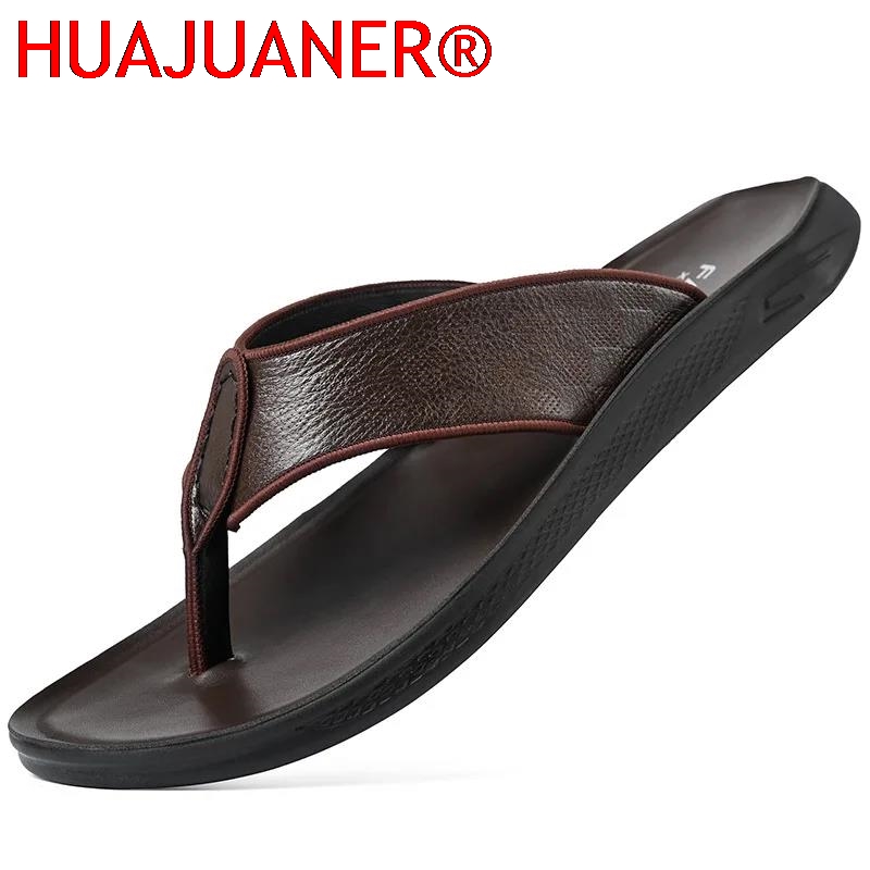 Flip Flop Leather Men - Sandálias Casuais Masculinas para o Verão,