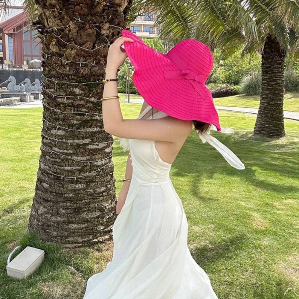 Packable Hat Nylon - Chapéu de Praia Dobrável com Laço