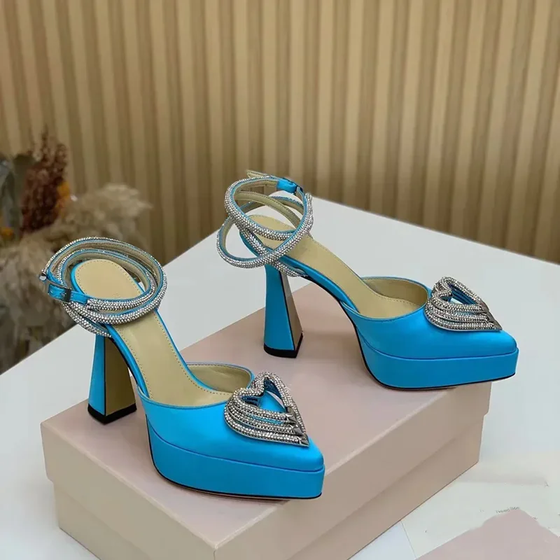 Casual Sandal Leather - Plataforma de cristal amor decoração sandálias
