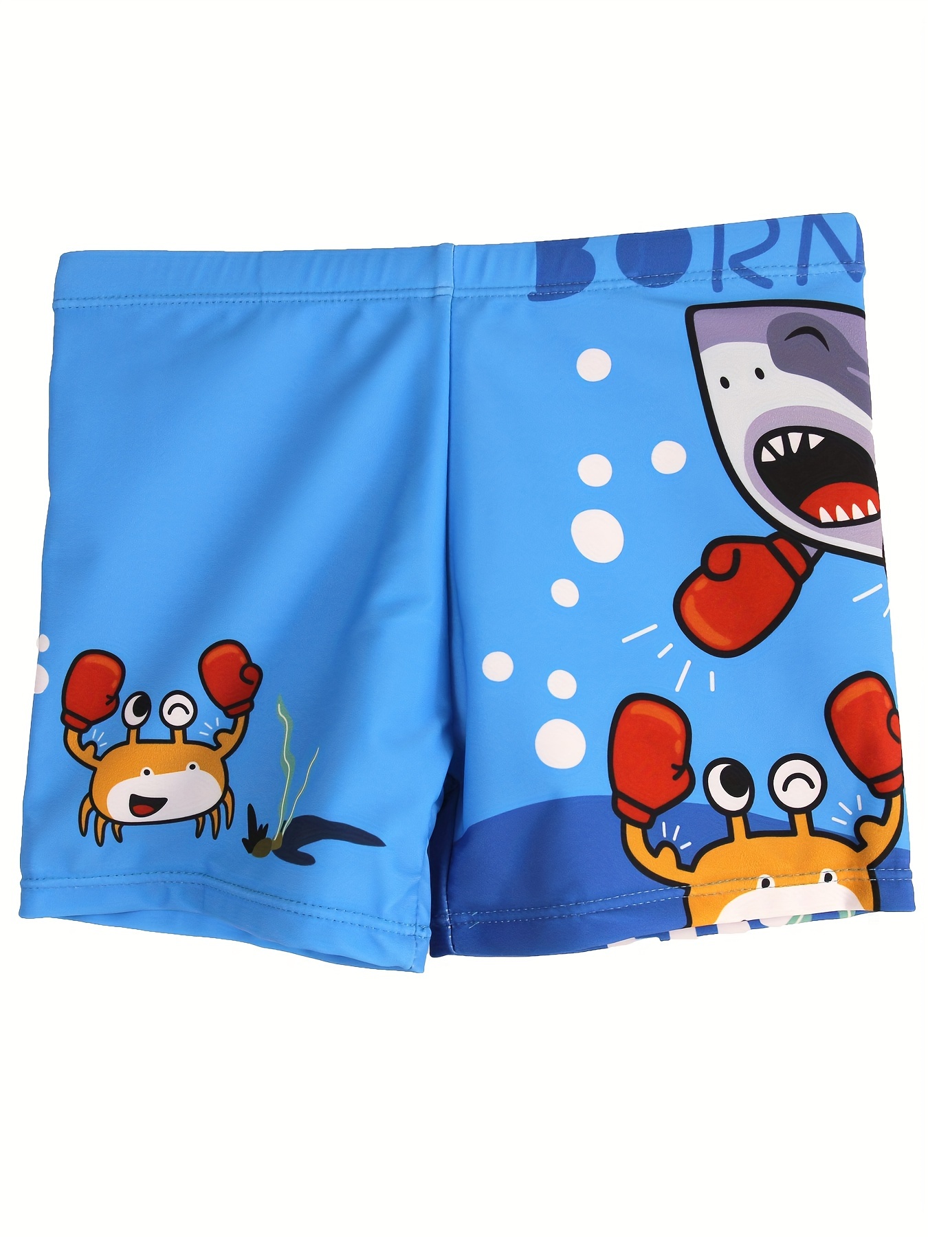 Swim Trunk Quick Dry - Desenhos animados Boxe Caranguejo e Tubarão