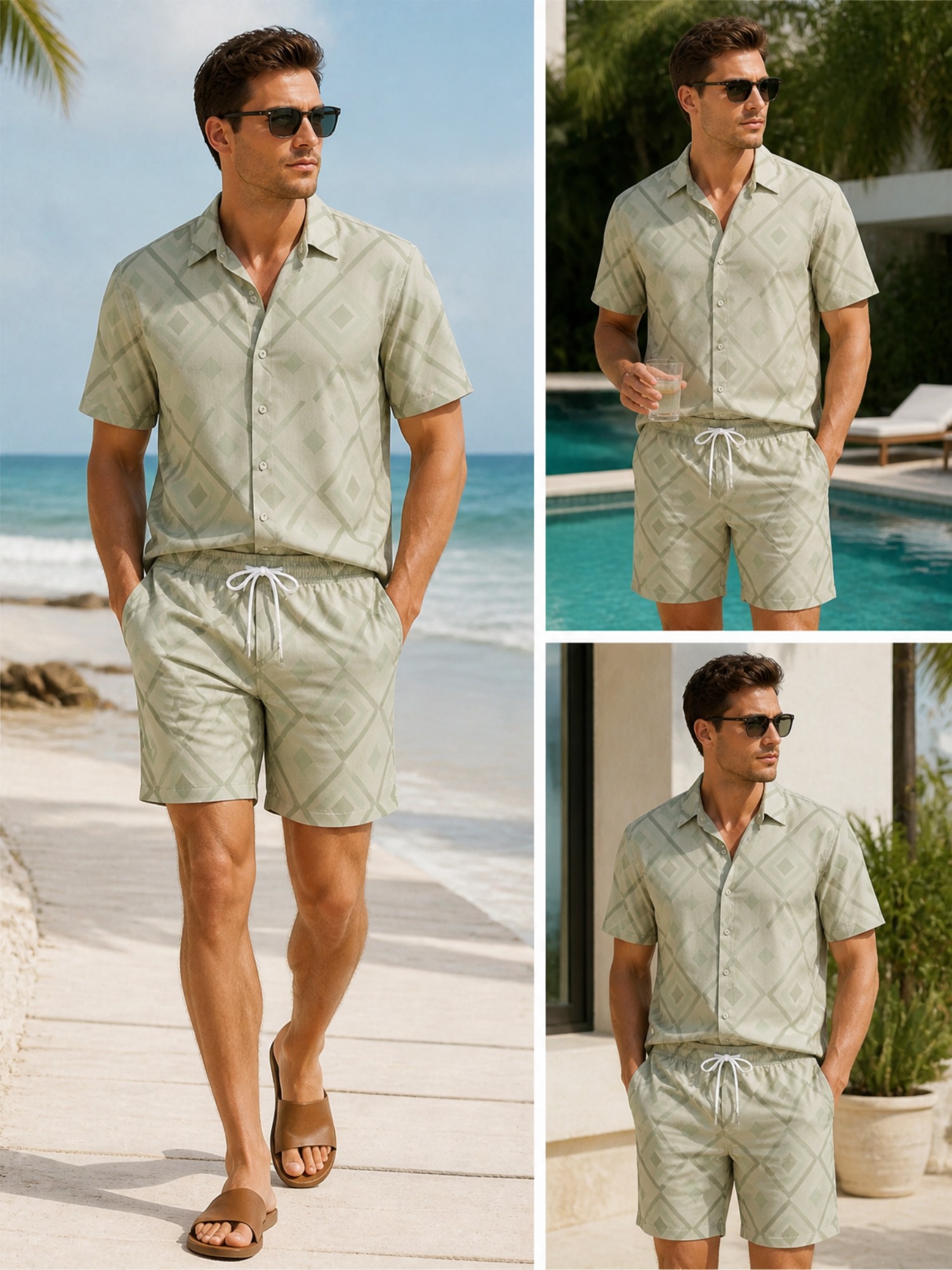 Conjunto Masculino de Camisa F - Resort Shirt Floral avaliação e preço