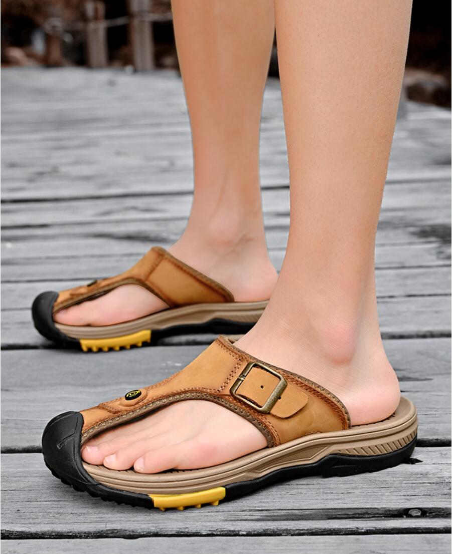 Sandálias de couro genuíno mas - Flip Flop Leather Men avaliação e preço
