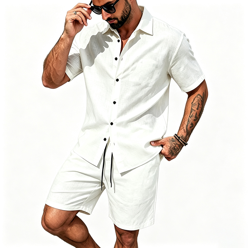 Conjunto Masculino de Linho de - Linen Shirt Breathable avaliação e preço