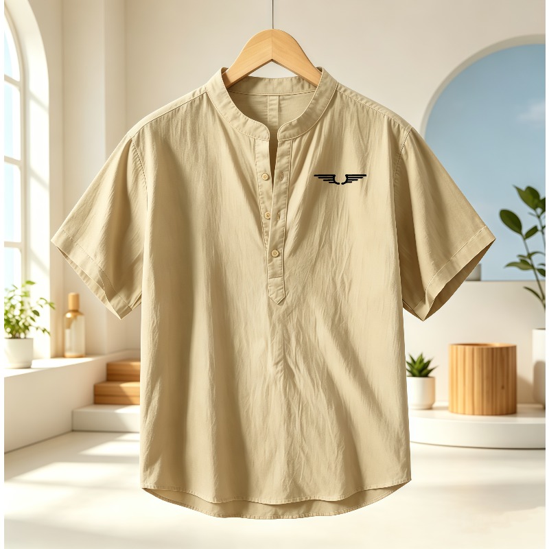 Camisa masculina de algodão e  - Linen Shirt Breathable avaliação e preço
