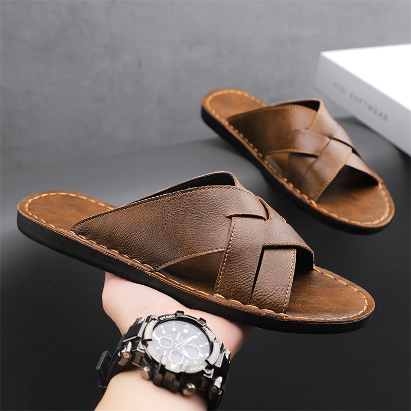 Sandálias casuais masculinas d - Flip Flop Leather Men avaliação e preço