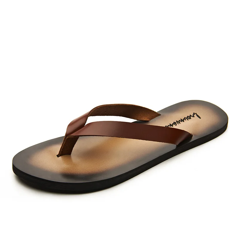 Clássico couro genuíno dos hom - Flip Flop Leather Men avaliação e preço