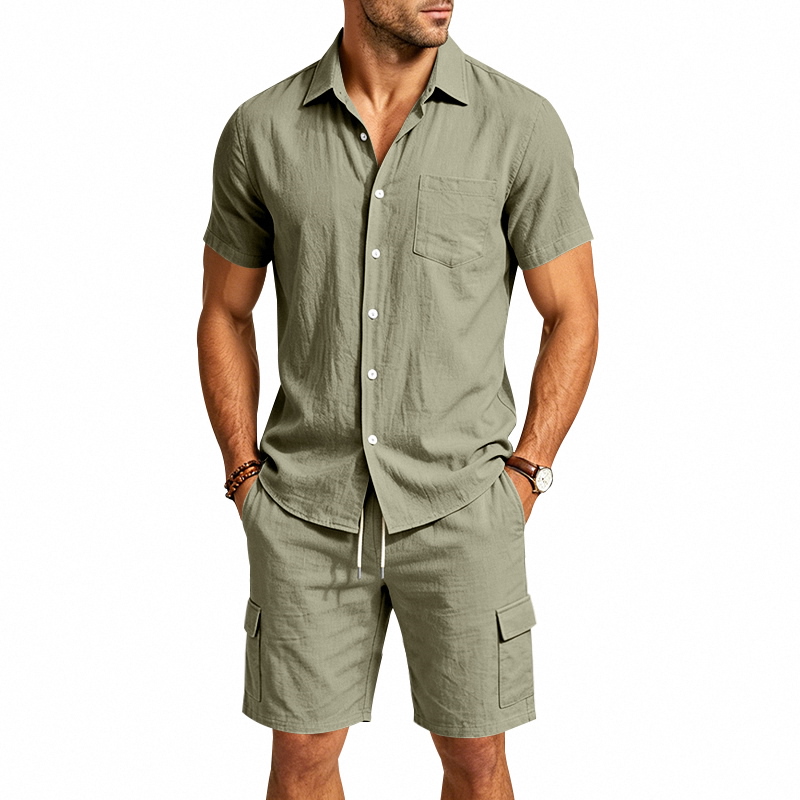 Conjunto Masculino de Verão em - Linen Shirt Breathable avaliação e preço