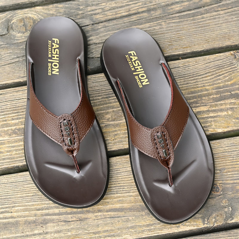 Venda Quente Chinelos Masculin - Flip Flop Leather Men avaliação e preço